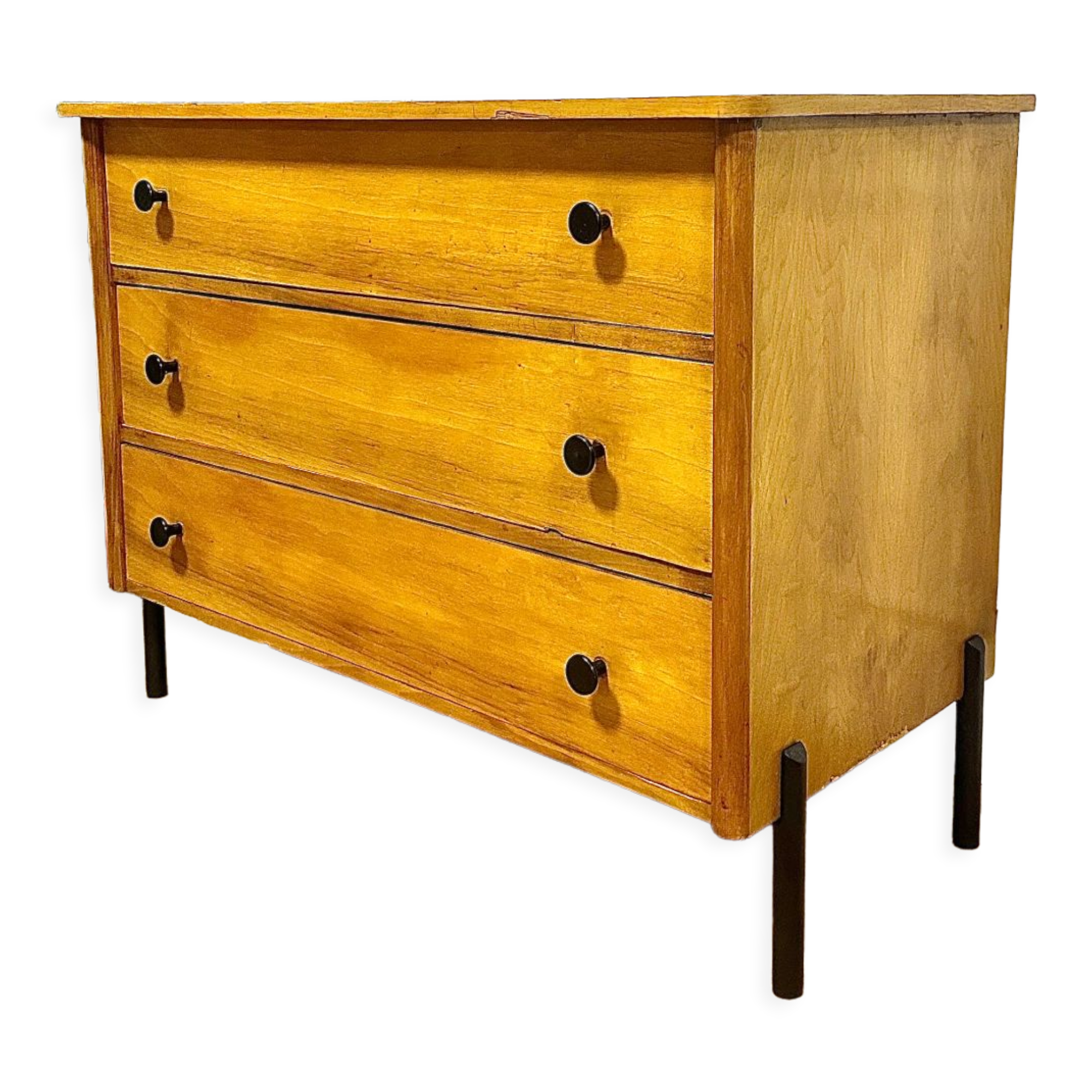 Vintage chest of drawers feet black metal