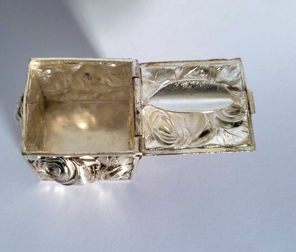 Silver Plated Repousse Personal Ashtray Rich Decorated with Roses