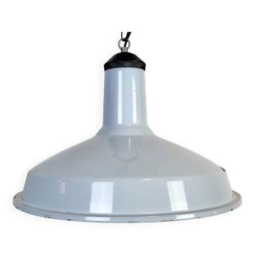 Industrial Light Blue Enamel Factory Pendant Lamp, 1960s