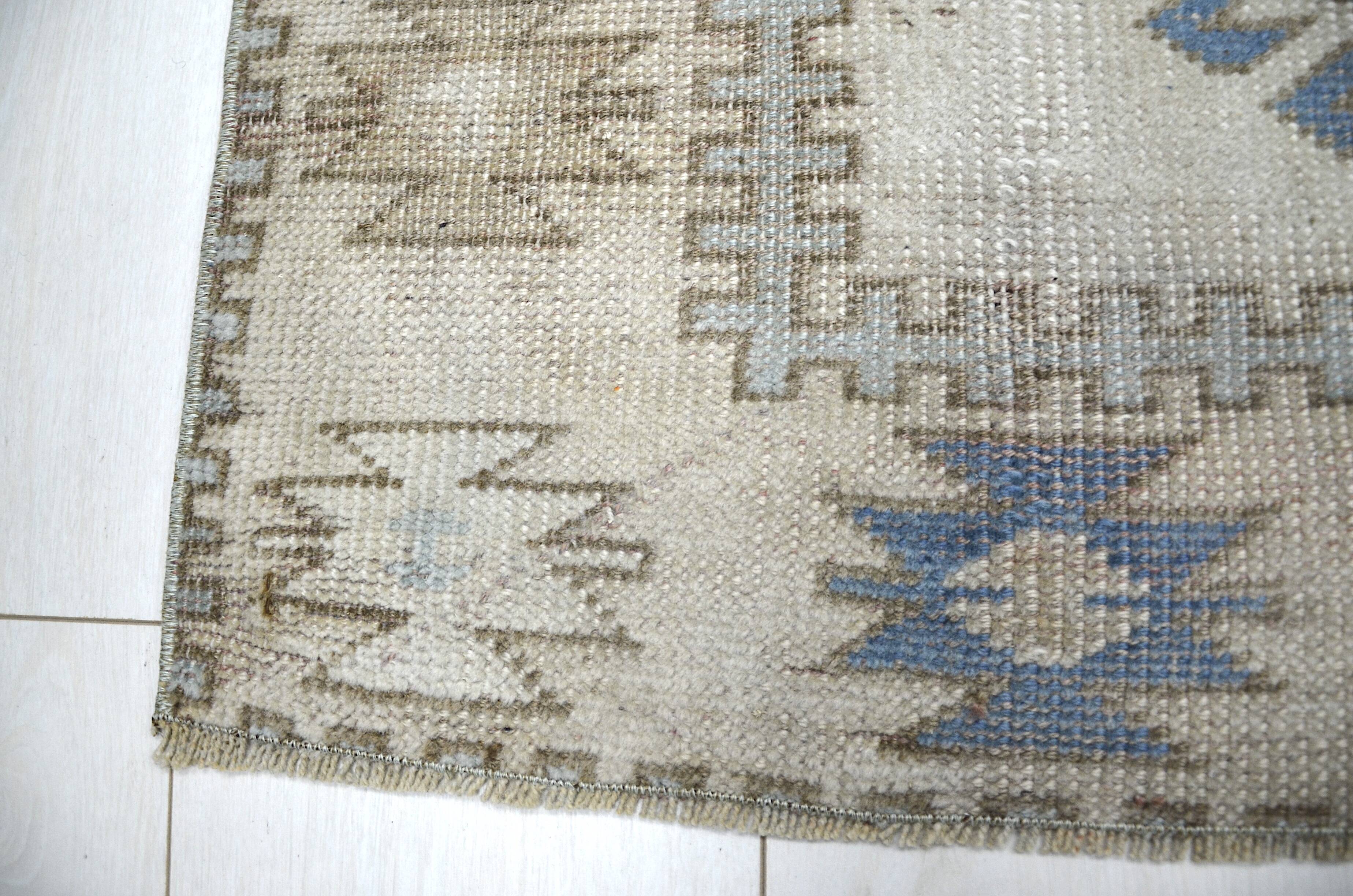 Tapis Oushak bleu et beige sku 1163