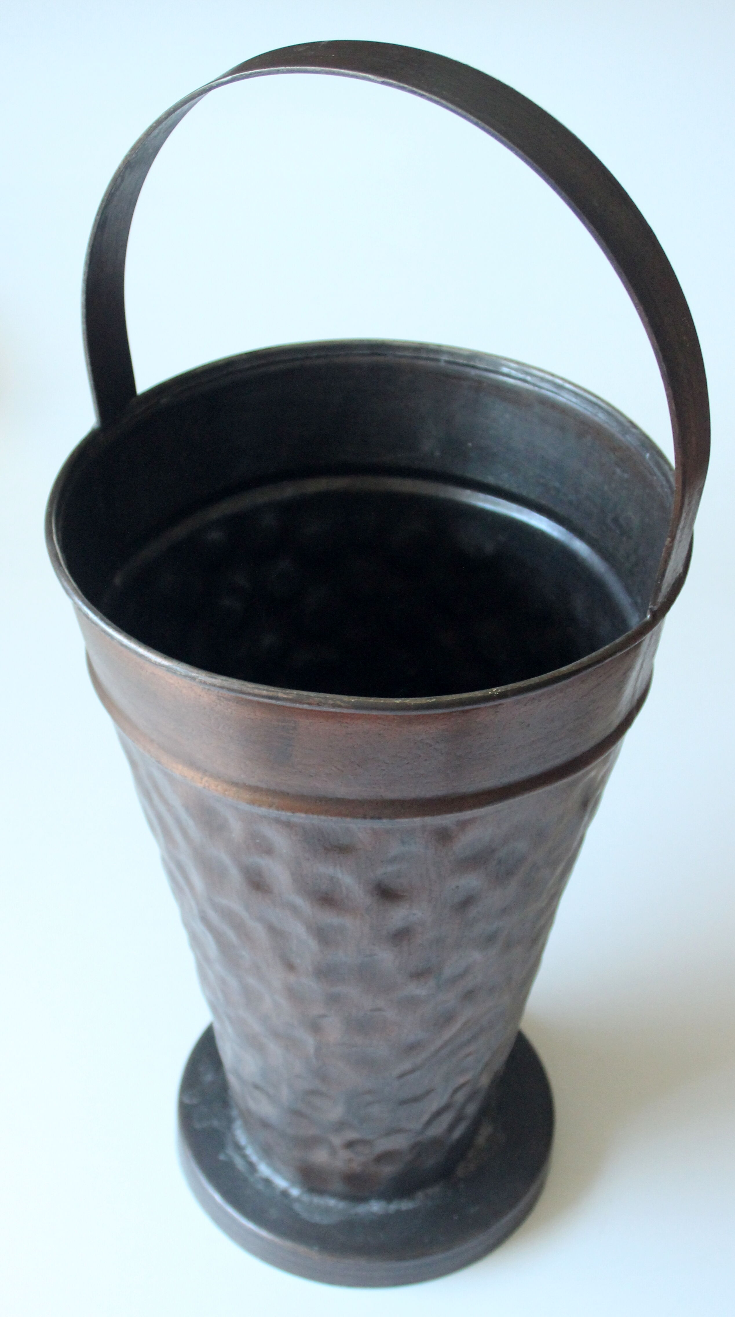 Copper umbrella stand with handle, vintage from the 1970s