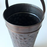 Copper umbrella stand with handle, vintage from the 1970s