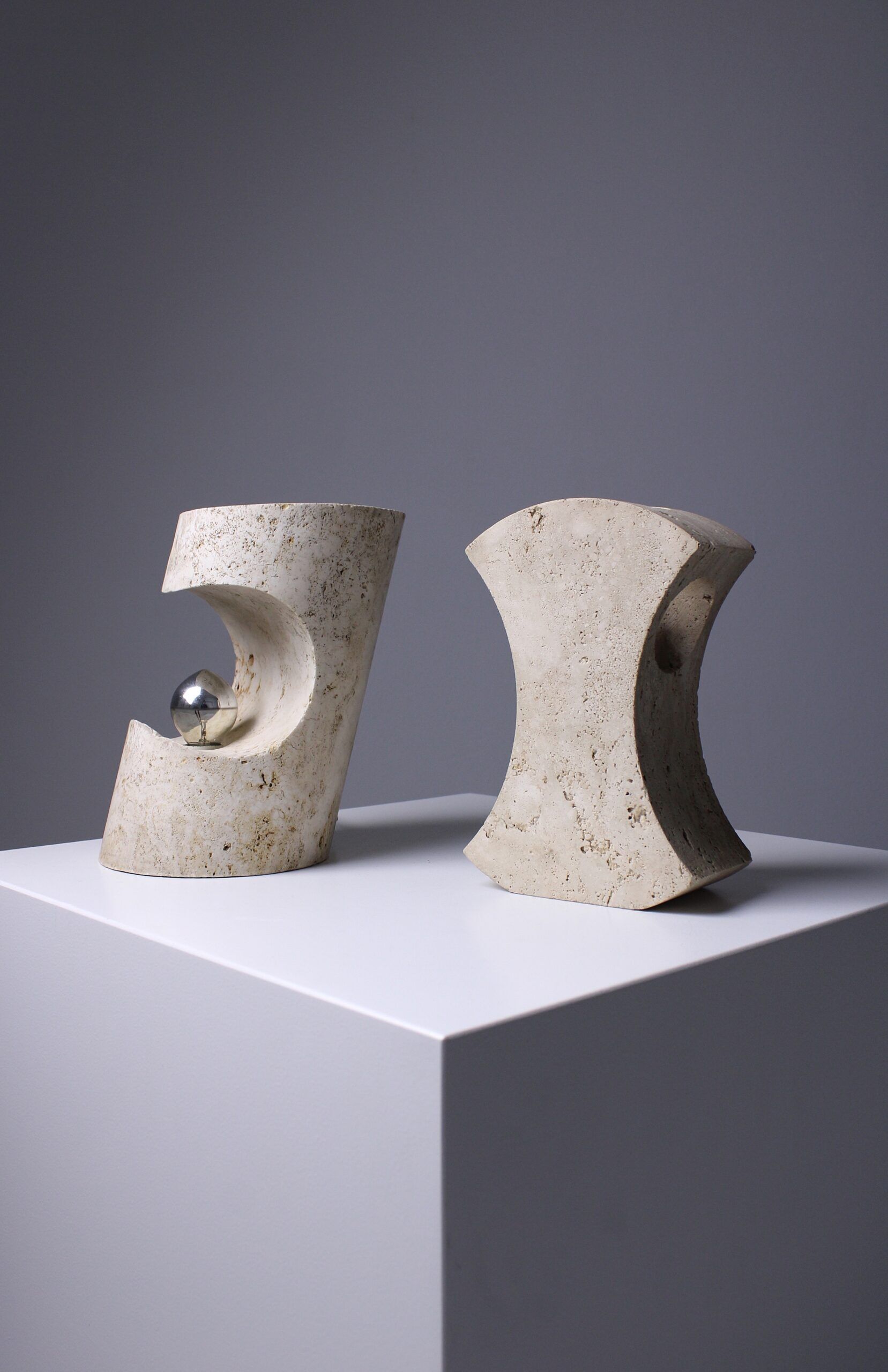 Travertine table lamps by Giuliano Cesari & Enrico Panzeri for Nucleo Sormani, 1971