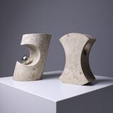 Lampes de table en travertin par Giuliano Cesari et Enrico Panzeri pour Nucleo Sormani, 1971