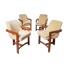 Set of 4 scandinavian T back 3 leg dining chairs