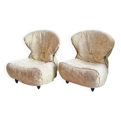 Paire de fauteuils chauffeuses vintage de Annie Hieronimus pour Cinna 1990
