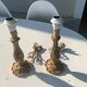 Pair of table lamps in chiseled brass vintage foliage pattern