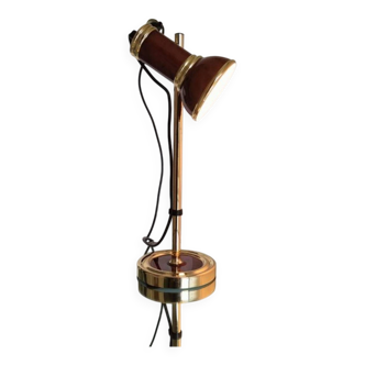 Vintage 1980s brass and imitation wood lamp