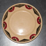 Dessert plate cream earthenware, geometric patterns