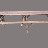 Large 400 cm harvest table and 2 benches 1960
