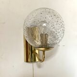 Pair of brass and glass wall sconces