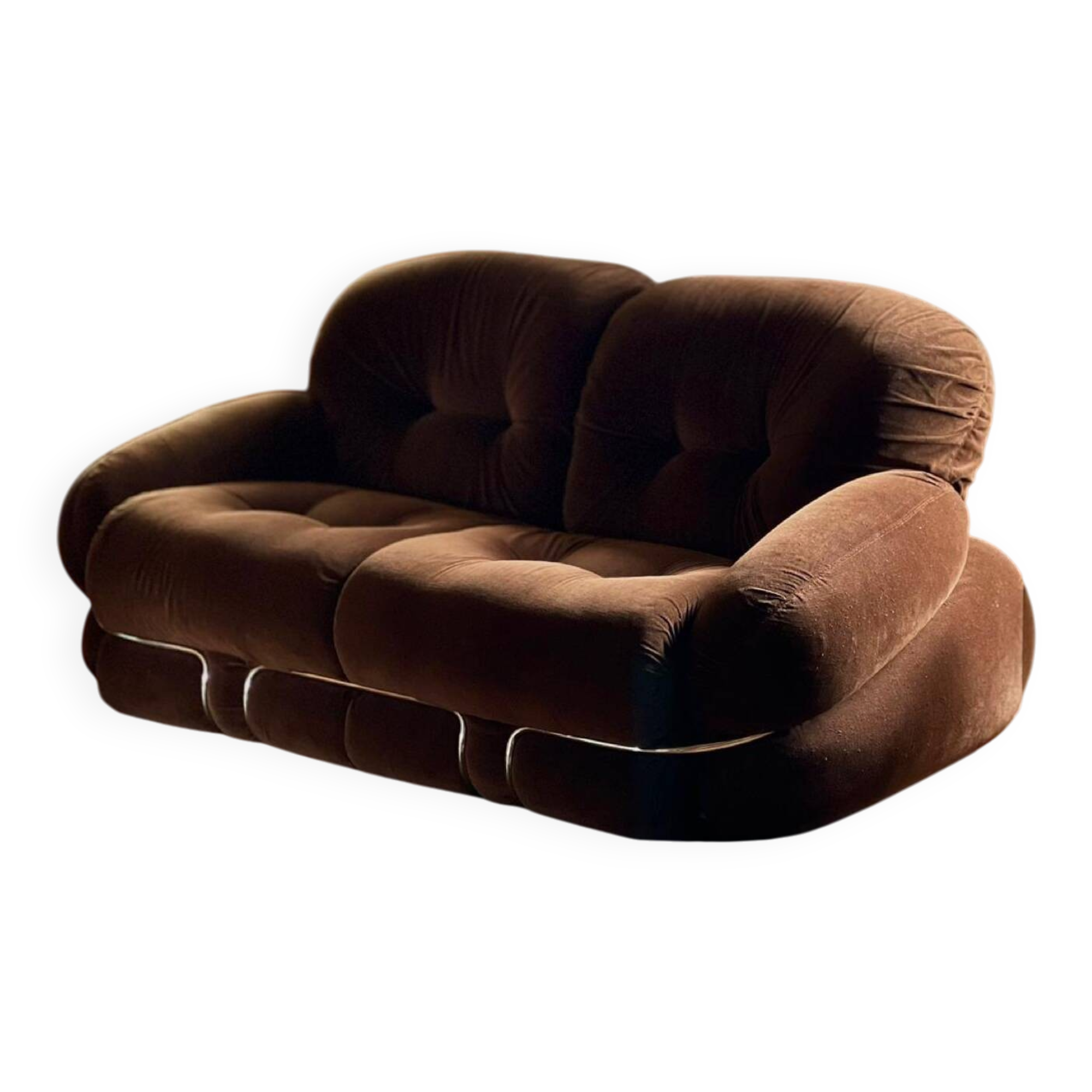 Vintage Italian sofa design "Okay" – Adriano Piazzesi – 2-seater velvet
