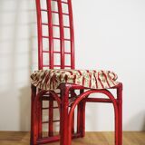 Red bamboo table by Arturo Pozzoli, 1980s, set of 7