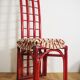 Red bamboo table by Arturo Pozzoli, 1980s, set of 7