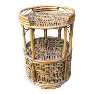 Small vintage wicker rattan bar from the 60s/70s