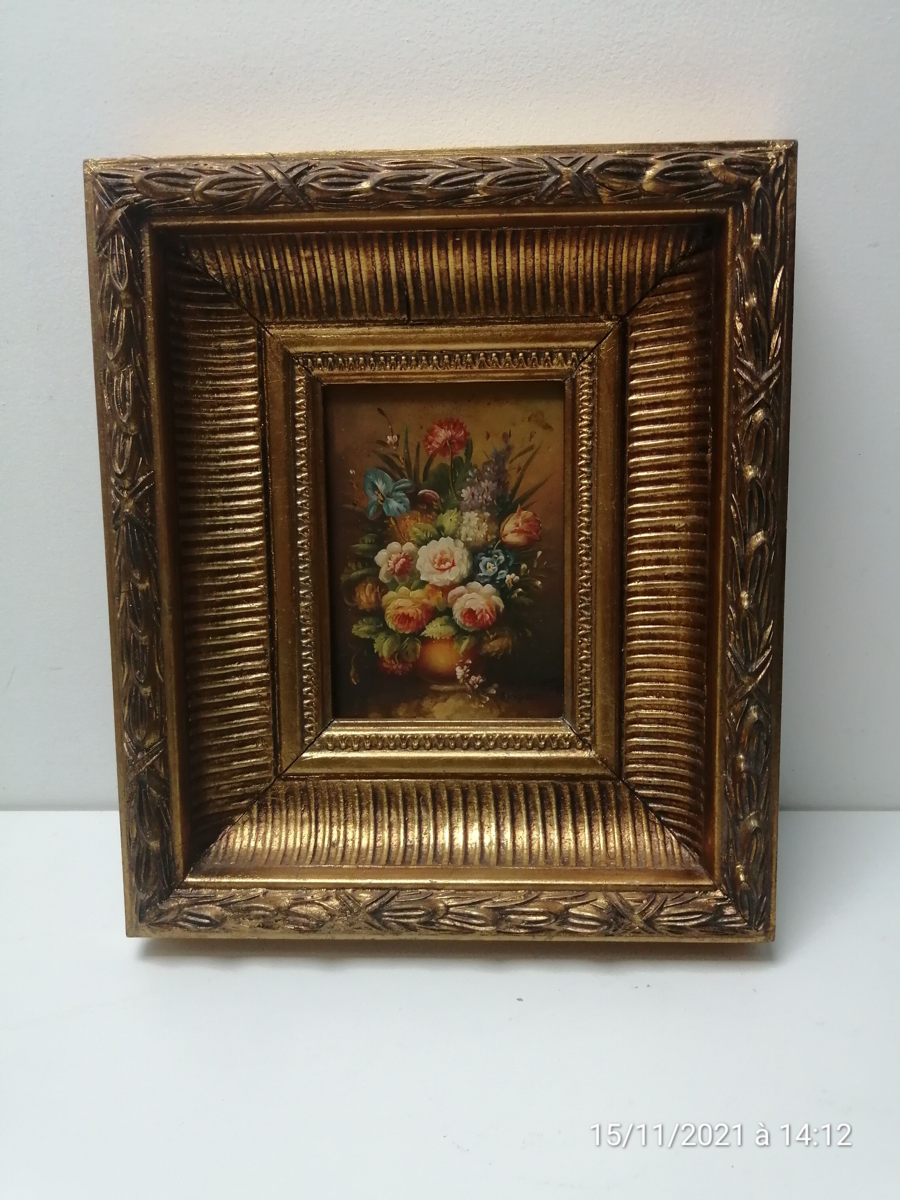 Tableau huile sur panneau Bouquet de B.Vogel