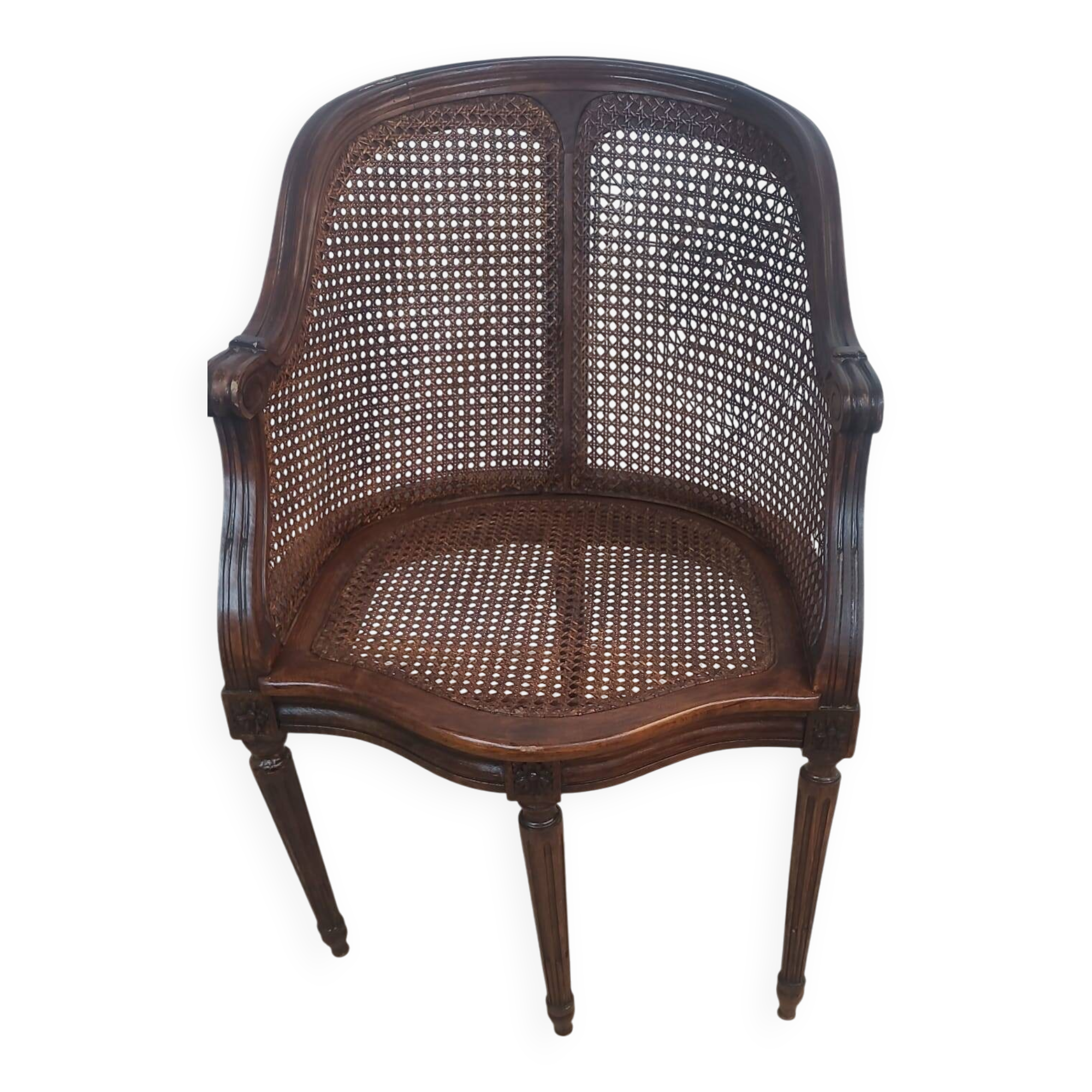 Carved wooden cane armchair – Louis XVI style