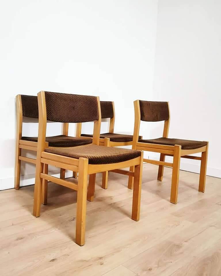 Set of 4 vintage chairs in thick velvet