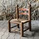 Rustic oak and straw chair, France 1940s