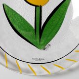 Kosta Boda Vintage Glass Plate: Yellow Tulip Design, Ulrica Hydman Vallien