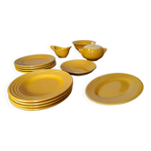 Antique yellow earthenware tea set