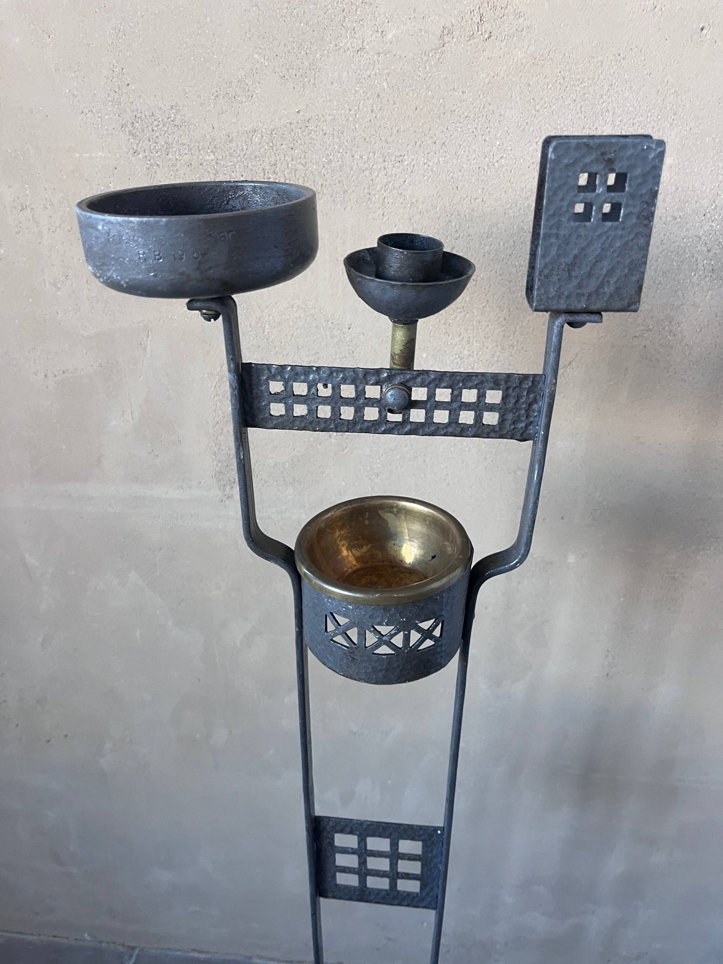 German smoker's accessory holder in wrought iron, 1916