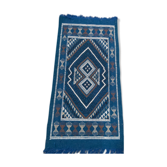 Tapis mergoum bleu fait main traditionnel 50x100