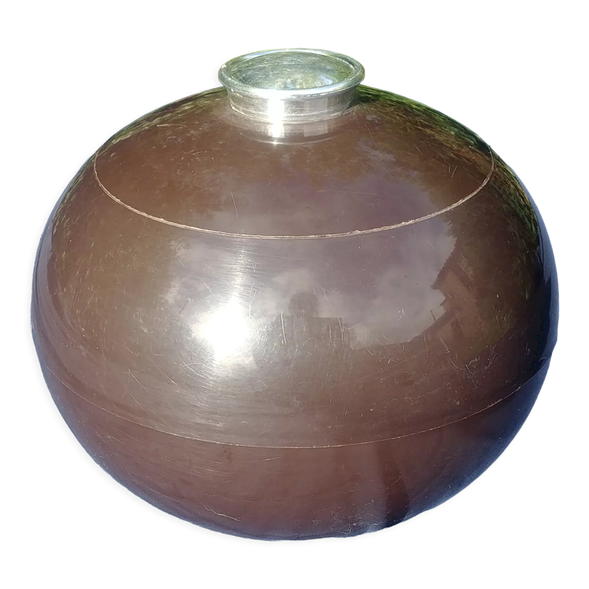 Ice bucket ball shape Vintage 70s brown color