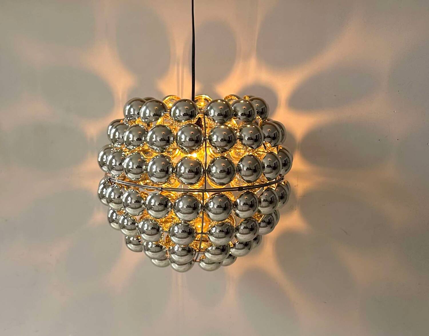 Vintage suspension, chrome half sphere, France 1970