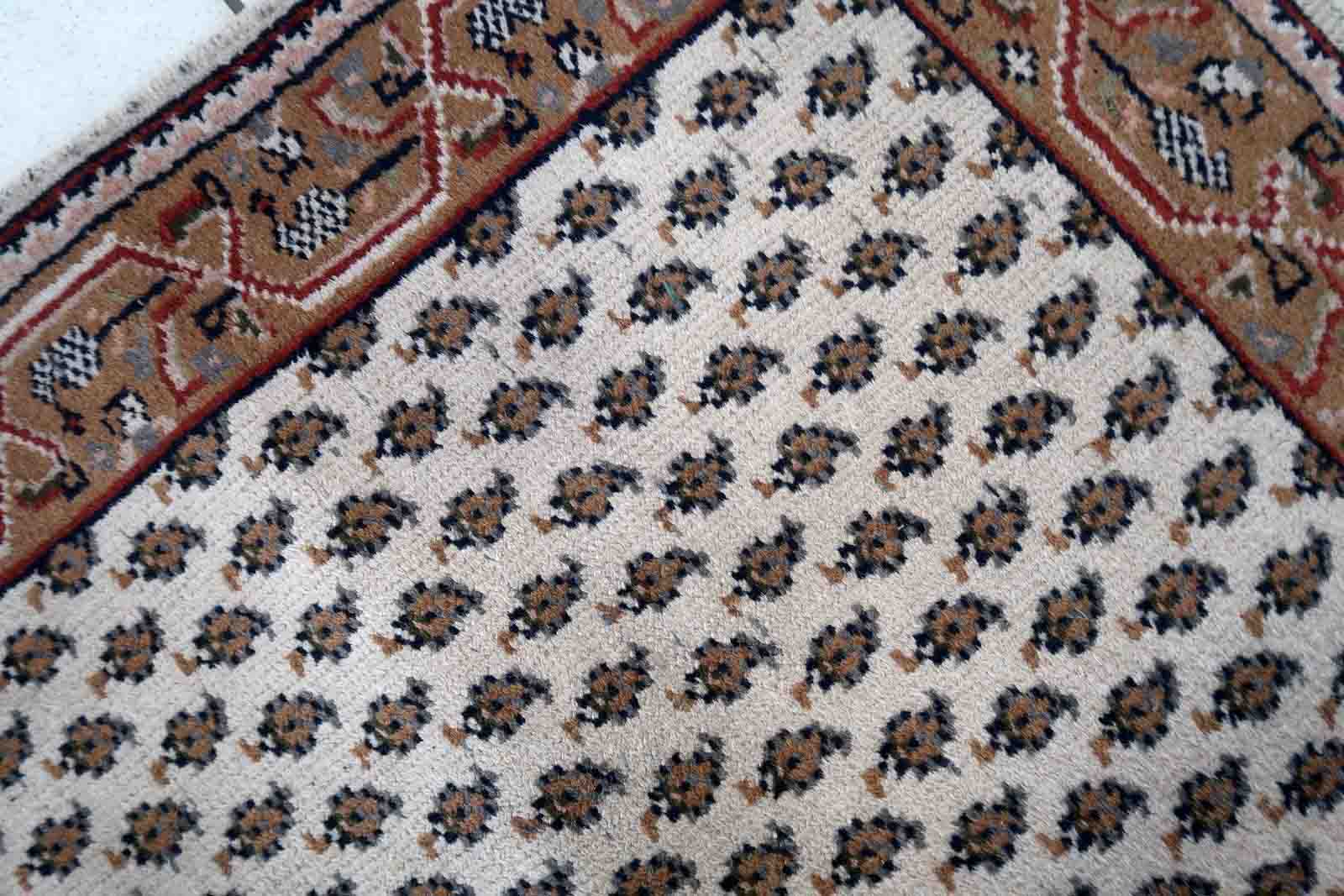 Vintage Indian carpet Seraband handmade 73cm x 143cm 1970s