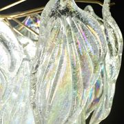 Superbe grand lustre en verre de Murano avec feuilles arc-en-ciel