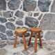 Pair of solid wood tripod stools