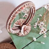 Oval mirror wood and vintage shells