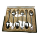6 small spoons silver metal pink medallion
