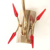 Pair of gold metal and glass sconces, 50s