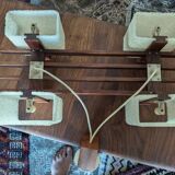 Vintage Scandinavian teak and perspex pendant light