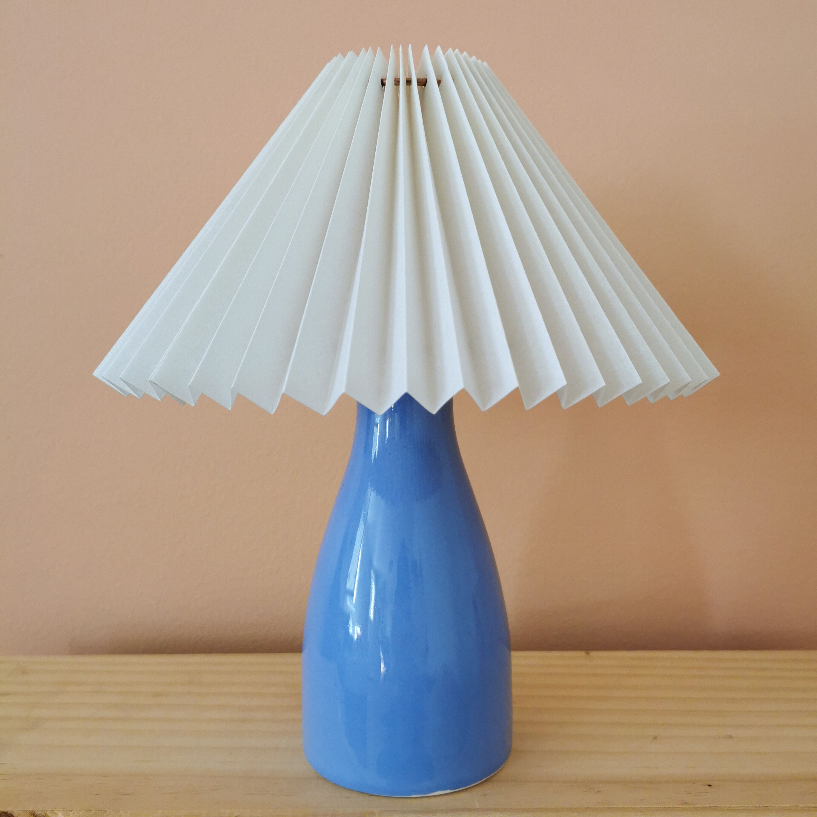 Blue upcycled lamp pleated lampshade