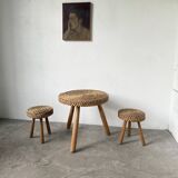 Paire de tabourets et table basse