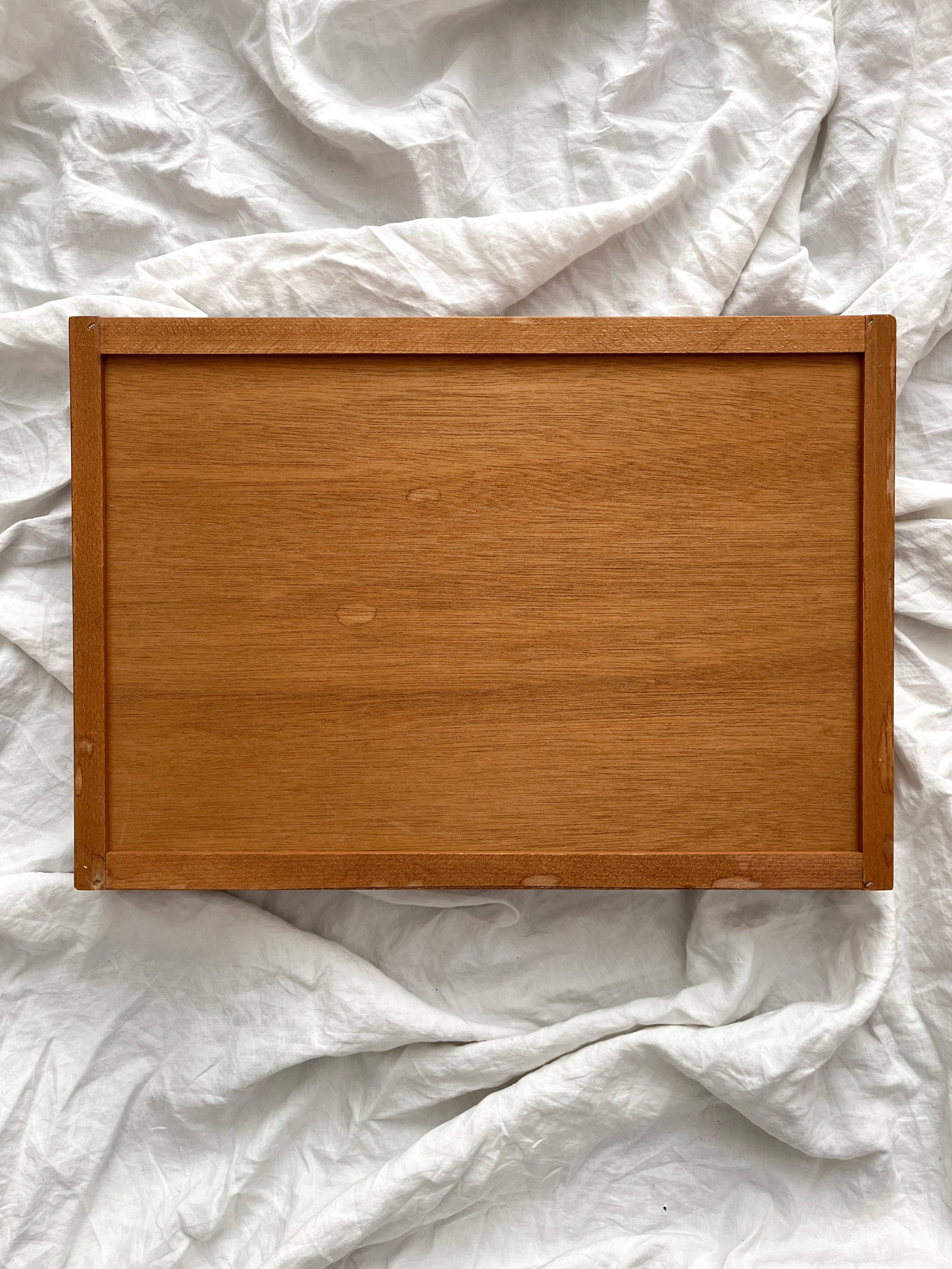 Vintage wooden and earthenware tray from Gien with Peonies decor