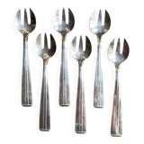 6 fourchettes à huîtres en métal argenté