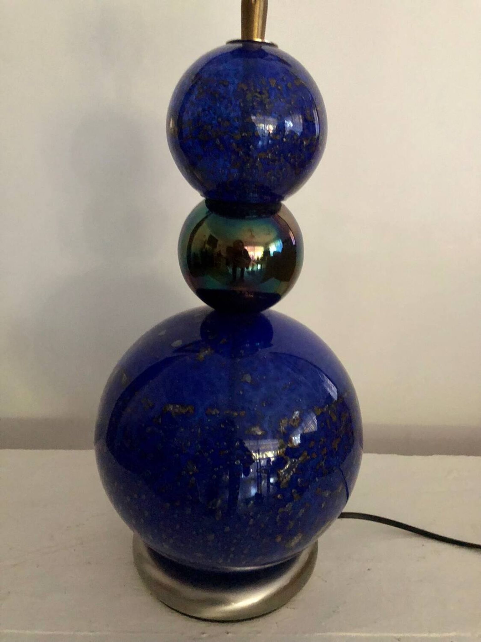 Vintage blue and gold blown glass lamp from the 80s/90s