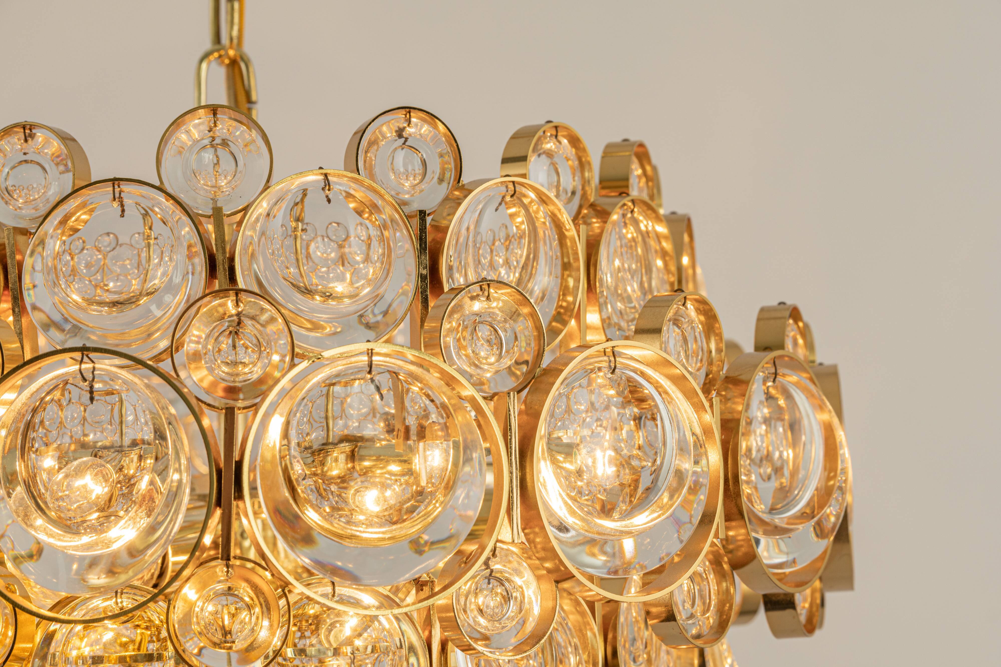 Gilt brass chandelier, design by Palwa, Germany, 1970s