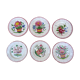 Set of 6 old plates with floral motif