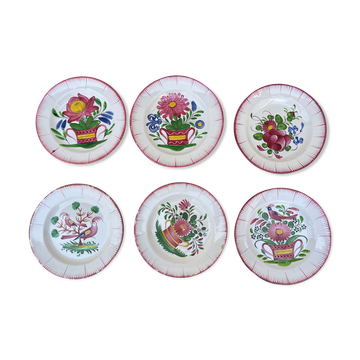 Lot de 6 assiettes anciennes à motif floral