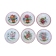 Set of 6 old plates with floral motif