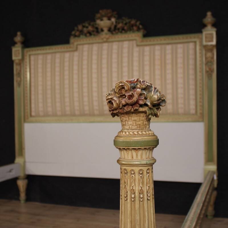 Lacquered Italian double bed in the Louis XVI style from the 20th century