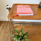 Scandinavian service in beech wood metal and metal upright in 60s