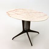 Vintage Coffee Table by Guglielmo Ulrich with an Oval Marble Top, Italy