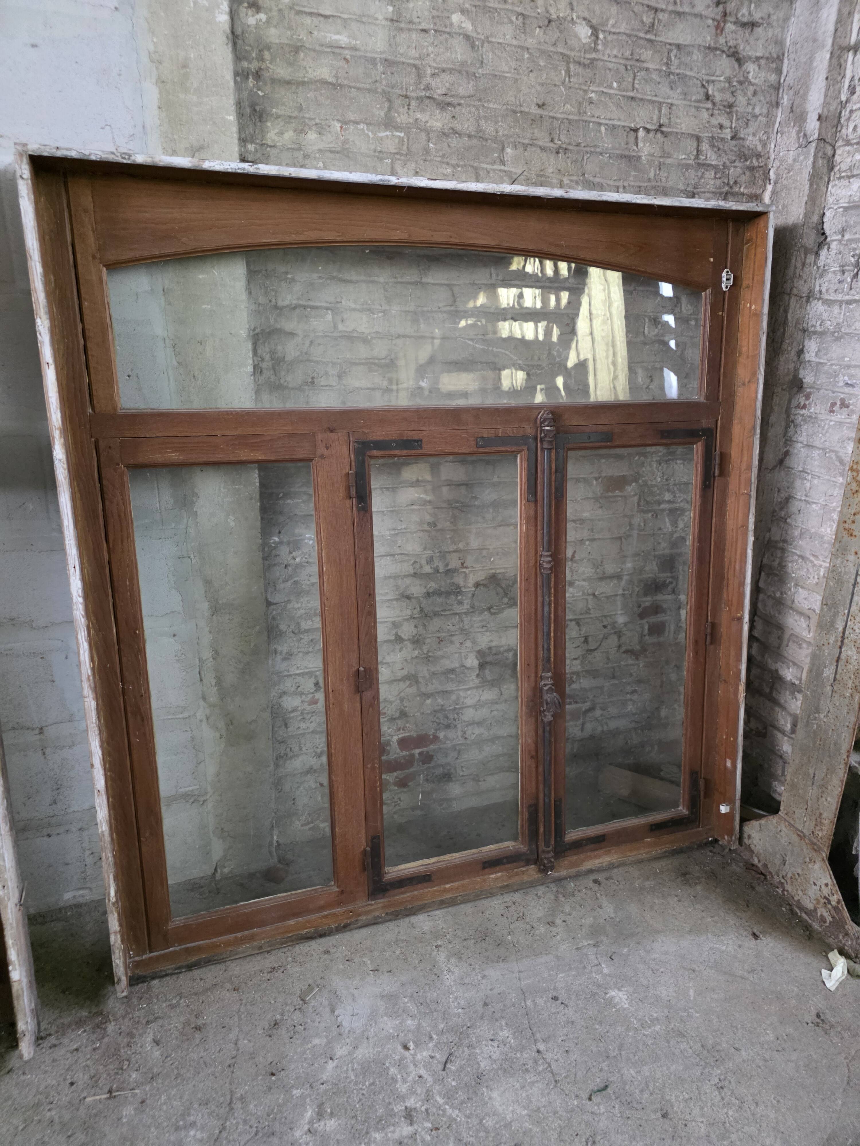 Old solid oak window from the early 20th century.