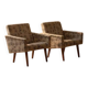 Pair of mid-century upholstered armchairs with floral fabric, Czechoslovakia, 65 × 75 × 85 cm